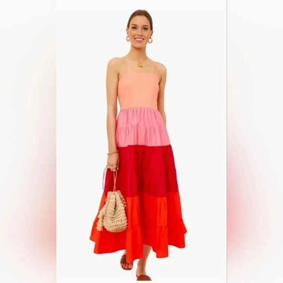 ENGLISH FACTORY NWT Women's Color Block Spaghetti Strap Maxi Dress Size Small - Picture 1 of 10
